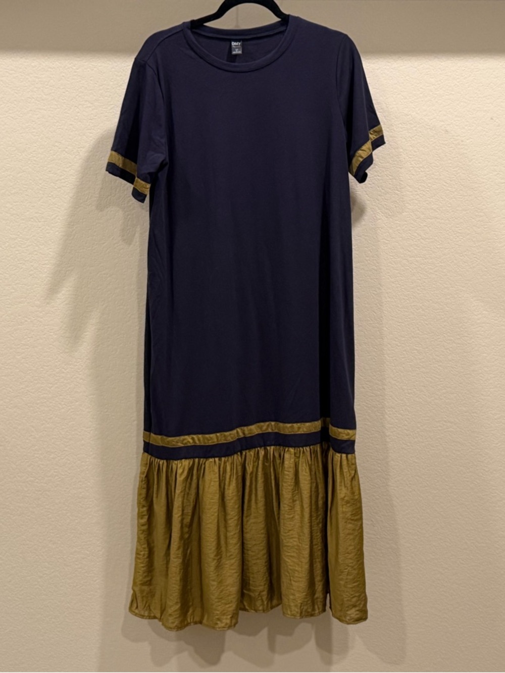 Navy and Olive Women’s' Drop-Waist Dress